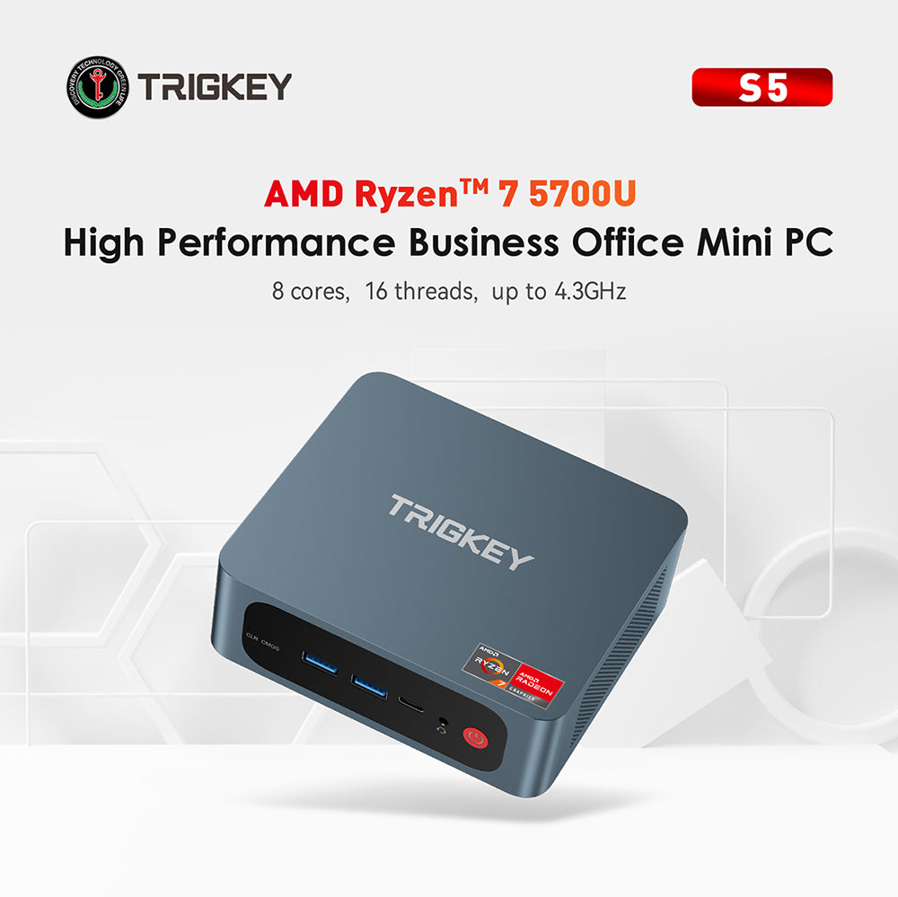 TRIGKEY Speed S5 5700U Mini PC Ryzen 7 W11 Pro Desktop AMD 8C16T 