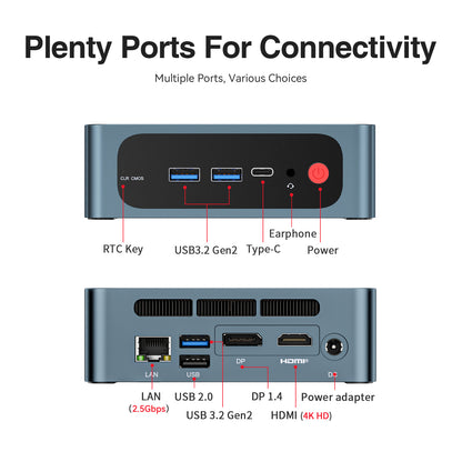 TRIGKEY S5 AMD Ryzen 5 5500U Mini PC, 5500U (6C/12T, Up to 4.0GHz) Micro Computer, 16GB DDR4 3200MHz| 500GB M.2 2280 NVME SSD, Small PC 4K Triple Displays, WiFi 6+BT5.2+2.5G LAN, DP/HDMI/USB3.2 * 3