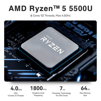 TRIGKEY S5 AMD Ryzen 5 5500U Mini PC, 5500U (6C/12T, Up to 4.0GHz) Micro Computer, 16GB DDR4 3200MHz| 500GB M.2 2280 NVME SSD, Small PC 4K Triple Displays, WiFi 6+BT5.2+2.5G LAN, DP/HDMI/USB3.2 * 3