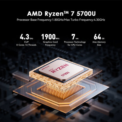 TRIGKEY Speed S5 5700U Mini PC Ryzen 7 W11 Pro Desktop AMD 8C16T 5700U 32G DDR4 500G NVME SSD Micro Computer
