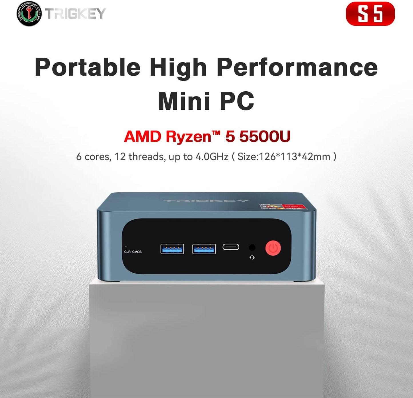 TRIGKEY Mini PC AMD Ryzen 5 5500 16G DDR4 500G NVME SSD