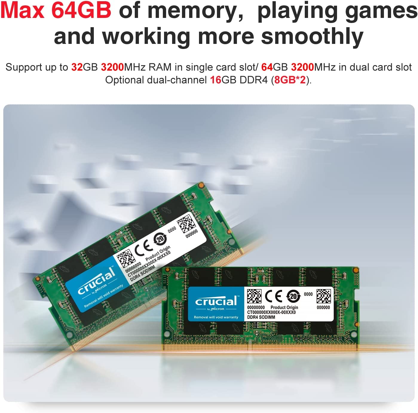 GenMachine Mini PC, Gaming Desktop Computer with AMD Ryzen 5 5500U, 6C/12T,  16G DDR4+512GB M.2 NVMe SSD, 1000Mbps, WiFi 6, BT 5.2, Dual HDMI, Type-C