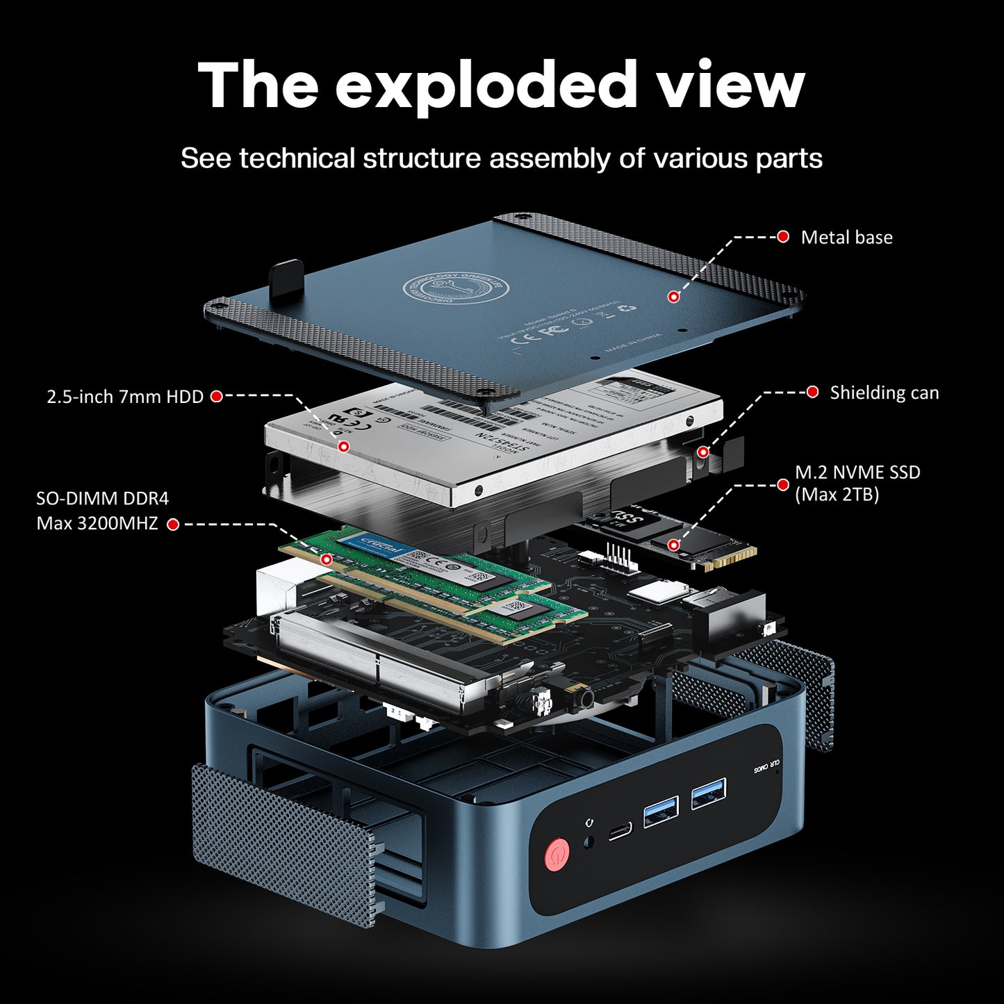 TRIGKEY Mini PC, 10th Gen Intel I5-11320H Max 3.6GHz, 16GB DDR4 +500G NVME SSD